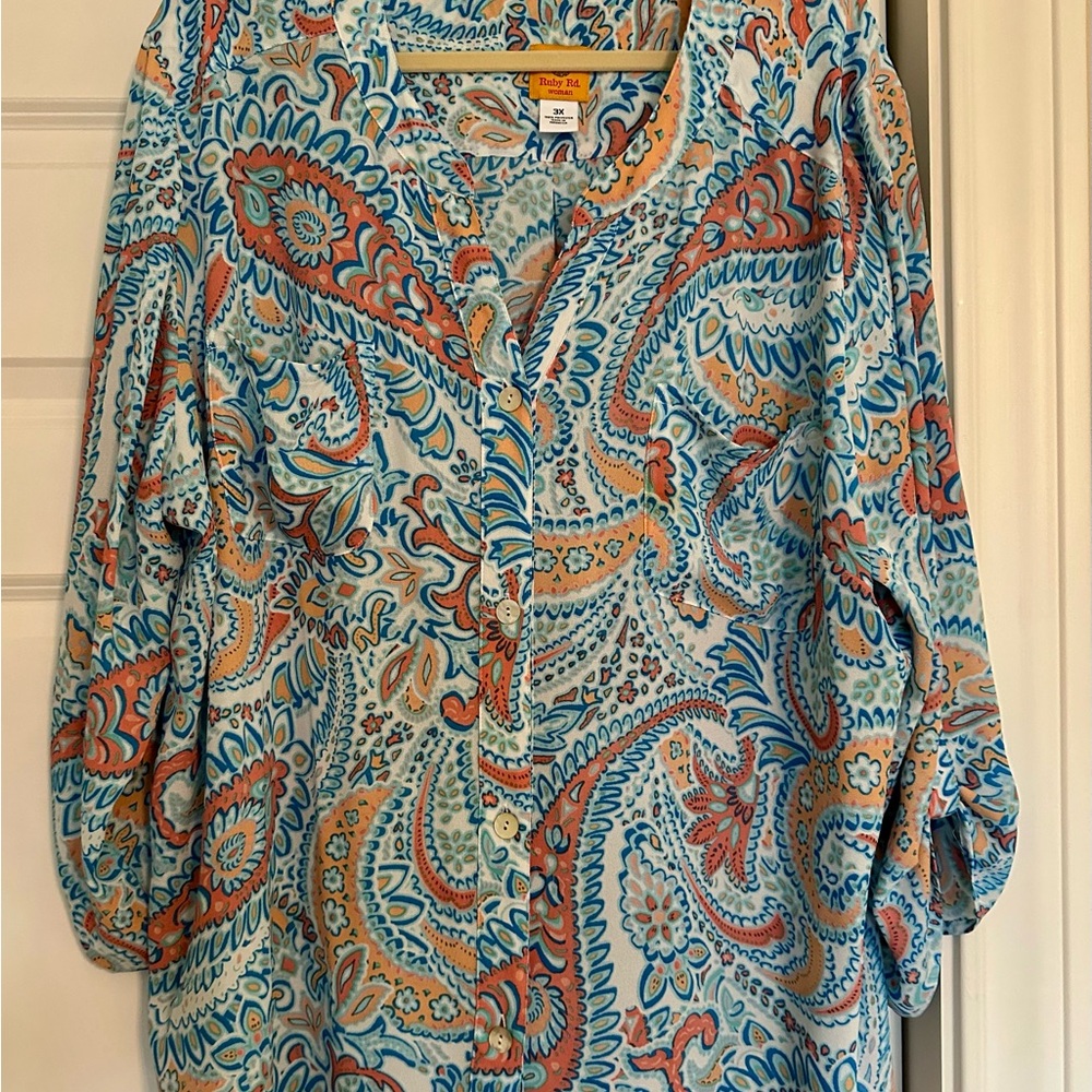 Ruby Rd. Multicolor Paisley Blouse